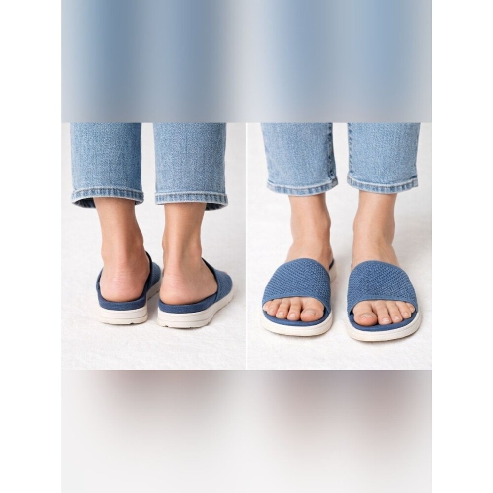 easy spirit navy blue knit slide sandals womens size 7 comfort casual
